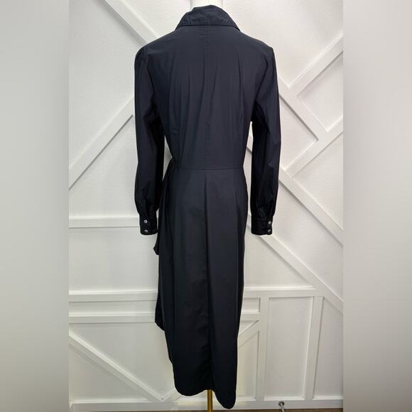 Pearl By Lela Rose Cotton Poplin Long Sleeve Shirt Dress Black D Ring Sash Sz 8 - Picture 5 of 11
